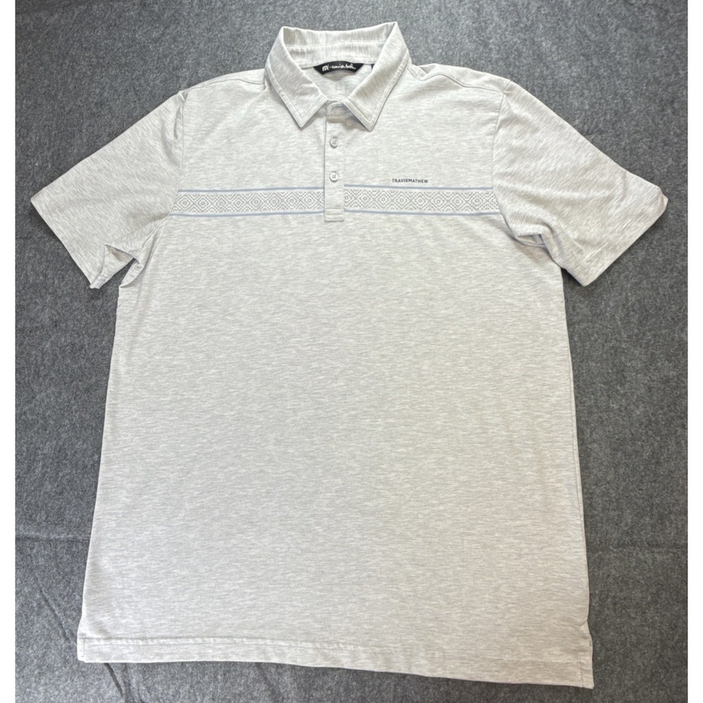 Travis Mathew Local Time Golf Polo Mens Size XL Shirt Heather Gray Short Sleeve